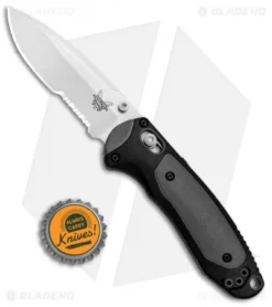 Benchmade 595S Mini Boost AXIS-Assist Knife Black/Gray (3.11" Satin Serr) -Benchmade Benchmade 595S Mini Boost AXIS Assist Black Gray Satin Serr BHQ 78912 jr bottlecap