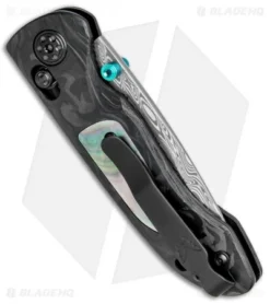 Benchmade 698-181 Foray Gold Class AXIS Lock Knife Marbled CF (3.2" Damasteel) 8 Benchmade 698-181 Foray Gold Class AXIS Lock Knife Marbled CF (3.2" Damasteel) -Benchmade Benchmade 698 181 Foray Gold Class AXIS Lock Marbled CF Damasteel BHQ 78756 jr side