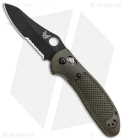Benchmade Griptilian AXIS Lock Knife Olive Drab (3.45" Black Serr S30V) 550SBKOD