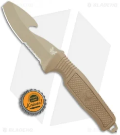 Benchmade H2O Fixed Blade Dive Knife Tan Santoprene (3.5" Tan Serr) 9 Benchmade H2O Fixed Blade Dive Knife Tan Santoprene (3.5" Tan Serr) -Benchmade Benchmade H20 Fixed Blade Dive Tan 112SSN Tan Coated Serr BHQ 123893 jr bottlecap