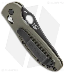 Benchmade Mini Griptilian AXIS Lock Knife Olive Drab (2.91" Serr) 555SBKOD-S30V -Benchmade Benchmade Mini Griptilian AXIS Lock Olive Drab BLack Serr 555SBKOD S30V BHQ 2030 jr side