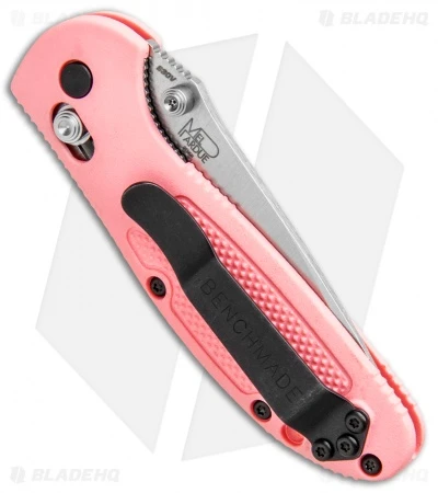 Benchmade Mini Griptilian AXIS Lock Knife Pink (2.91" Satin Serr) 556S-PNK-S30V 3 Benchmade Mini Griptilian AXIS Lock Knife Pink (2.91" Satin Serr) 556S-PNK-S30V - Image 3