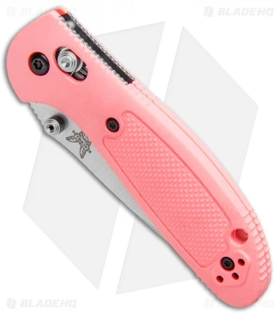 Benchmade Mini Griptilian AXIS Lock Knife Pink (2.91" Satin Serr) 556S-PNK-S30V 2 Benchmade Mini Griptilian AXIS Lock Knife Pink (2.91" Satin Serr) 556S-PNK-S30V - Image 2
