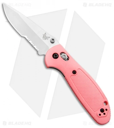 Benchmade Mini Griptilian AXIS Lock Knife Pink (2.91" Satin Serr) 556S-PNK-S30V 1 Benchmade Mini Griptilian AXIS Lock Knife Pink (2.91" Satin Serr) 556S-PNK-S30V