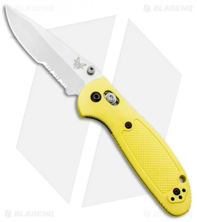 Benchmade Mini Griptilian AXIS Lock Knife Yellow (2.91" Satin Serr) 556S-YEL 1 Benchmade Mini Griptilian AXIS Lock Knife Yellow (2.91" Satin Serr) 556S-YEL