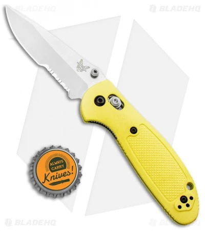 Benchmade Mini Griptilian AXIS Lock Knife Yellow (2.91" Satin Serr) 556S-YEL 3 Benchmade Mini Griptilian AXIS Lock Knife Yellow (2.91" Satin Serr) 556S-YEL - Image 3