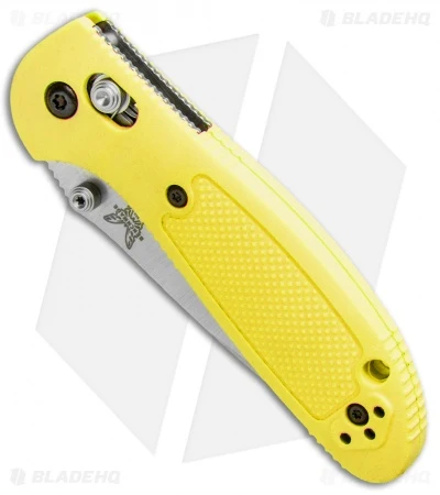 Benchmade Mini Griptilian AXIS Lock Knife Yellow (2.91" Satin Serr) 556S-YEL 2 Benchmade Mini Griptilian AXIS Lock Knife Yellow (2.91" Satin Serr) 556S-YEL - Image 2