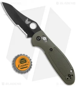 Benchmade Mini Griptilian AXIS Lock Knife Olive Drab (2.91" Serr) 555SBKHGOD -Benchmade Benchmade Mini Griptilian AXIS OD Green Black Serr 555SBKHGOD BHQ 112501 jr bottlecap