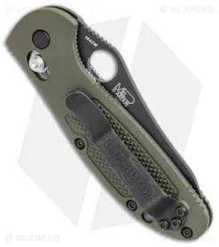 Benchmade Mini Griptilian AXIS Lock Knife Olive Drab (2.91" Serr) 555SBKHGOD -Benchmade Benchmade Mini Griptilian AXIS OD Green Black Serr 555SBKHGOD BHQ 112501 jr side