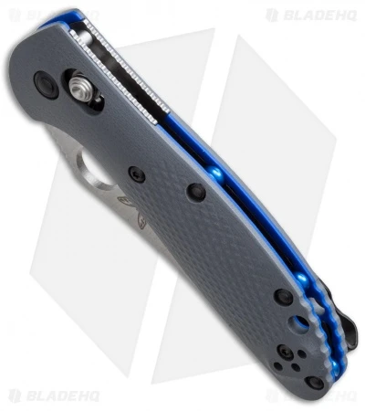 Benchmade Mini Griptilian AXIS Lock Knife Gray/Blue G-10 (2.91" Satin) 555-1 2 Benchmade Mini Griptilian AXIS Lock Knife Gray/Blue G-10 (2.91" Satin) 555-1 - Image 2