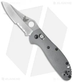 Benchmade Mini Griptilian AXIS Knife Gray/Blue G-10 (2.91" Satin Serr) 555S-1